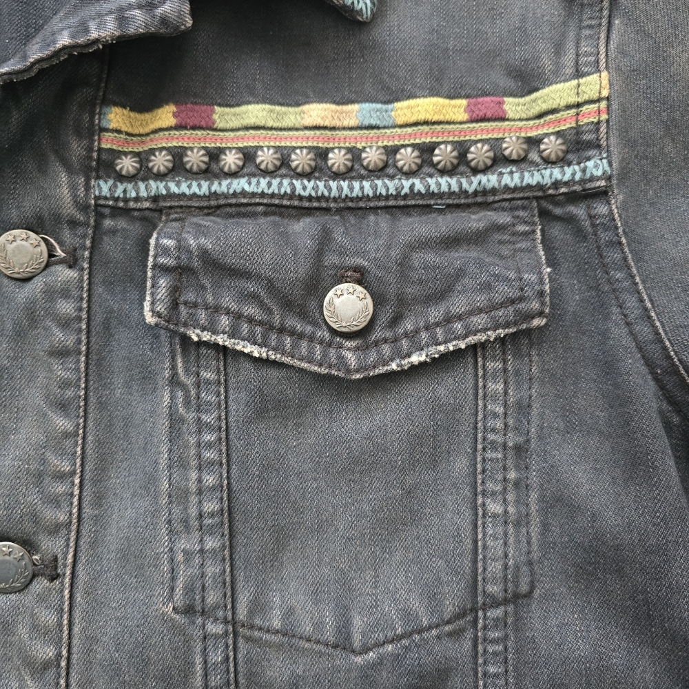 Free People Embellished Military Shirt Jacket Oversized Medium - Picture 5 of 16